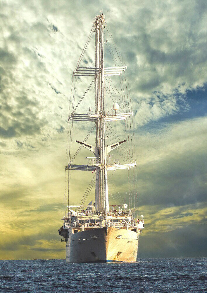 絵画風 壁紙ポスター (はがせるシール式) 帆船 ヨット 航海 夕暮れ 海洋 キャラクロ SSHP-005A1 (A1版 ..