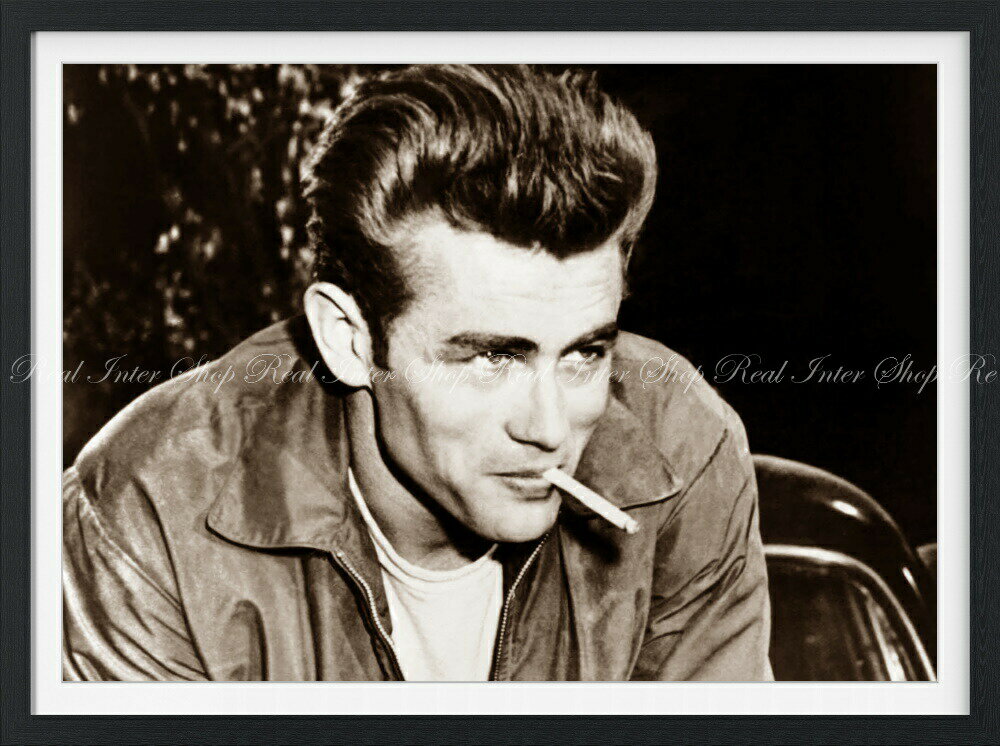 絵画風 壁紙ポスター (はがせるシール式) ジェームズ・ディーン James Dean 1950年代 セピア 【額縁印刷／トリックアート】 キャラクロ JMD-004SGF2 (594mm×442mm) ＜日本製＞ ウォールステッカー お風呂ポスター