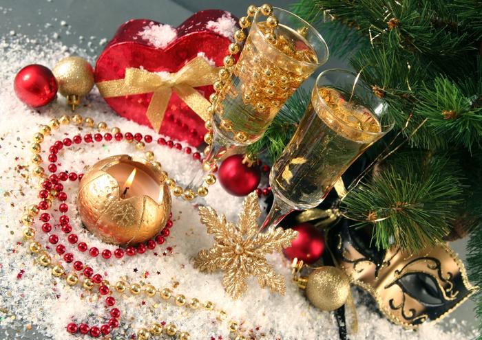 乐天商城 - 絵画風 壁紙ポスター (はがせるシール式) クリスマス 飾り お祝い ボール シャンパン デコレーション 記念 X'mas キャラクロ XMS-030A1 (A1版 830mm×585mm) ＜日本製＞ ウォールステッカー お風呂ポスター