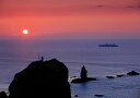 絵画風 壁紙ポスター (はがせるシール式) -地球の撮り方- 夕日の十字架、神威岬の夕日 北海道積丹半島 ニセコ積丹小樽海岸国定公園 キャラクロ C-ZJP-056A2 (A2版 594mm×420mm) <日本製> ウォールステッカー お風呂ポスター