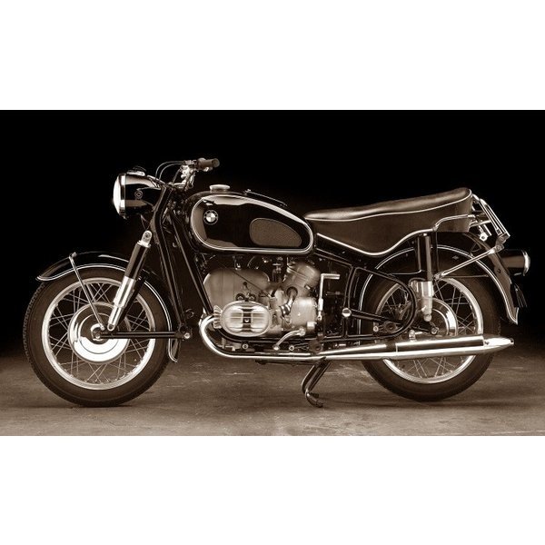 絵画風 壁紙ポスター (はがせるシール式) BMW R69S 1960-69年 ハイウェイキング ヴィンテージ バイク セピア キャラクロ BBMR-010S2 (603mm×360mm) ＜日本製＞ ウォールステッカー お風呂ポスター