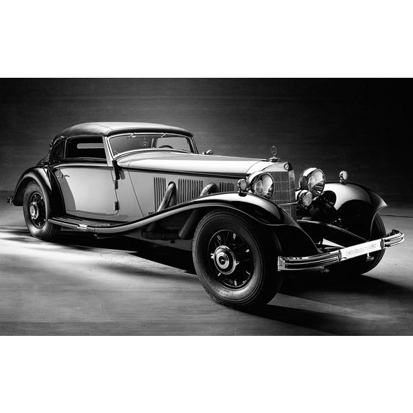 絵画風 壁紙ポスター (はがせるシール式) メルセデス ベンツ 500K 1935年 水冷直列8気筒OHVスーパーチャージャー M キャラクロ M50K-002W2 (ワイド版 603mm×376mm) ＜日本製＞ ウォールステッカー お風呂ポスター