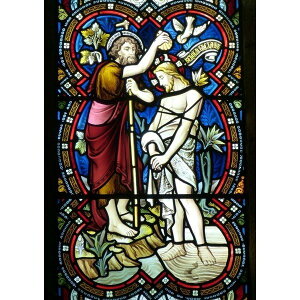 絵画風 壁紙ポスター (はがせるシール式) ステンドグラス シール 教会の窓 教会堂 西洋館 装飾 キリスト教 キャラクロ WSDG-008A1 (A1版 585mm×830mm) <日本製> ウォールステッカー お風呂ポスター