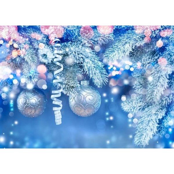 絵画風 壁紙ポスター (はがせるシール式) ホワイトクリスマス デコレーション 飾り ボール 雪 スノー X'mas キャラクロ XMS-033A2 (A2版 594mm×420mm) ＜日本製＞ ウォールステッカー お風呂ポスター