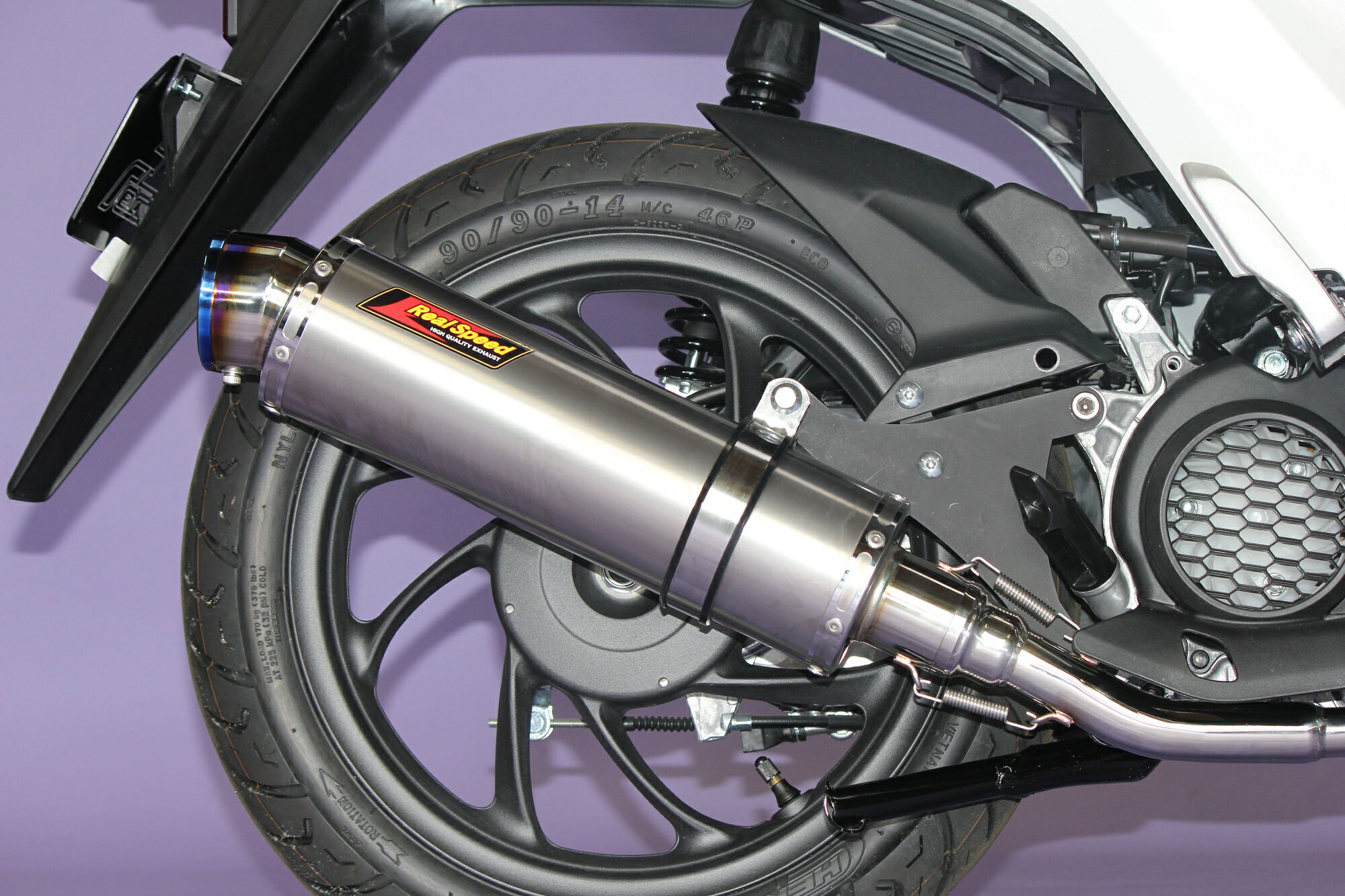 Dio110 ディオ110 バイクマフラー 2BJ-JK03 8BJ-JK03 バイクマフラー Meteo メテオ チタン ソリッド マフラー Realspeed リアルスピード ホンダ バイク用品 バイク用 バイクパーツ フルエキ フルエキゾースト カスタム パーツ ドレスアップ 交換 社外品