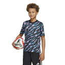 adidas アディダス ジュニア グラフィック プラクティス ジャージー JVV11 JL9525 ブラック/ブルー プラシャツ サッカー レアルスポーツ