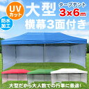 タープテント 3x6m ワンタッチタープテント 横幕付き 簡単 大型 軽量 折りたたみ 日よけ 日除け UVカット 防水 収納ケース付き キャンプ BBQ アウ...