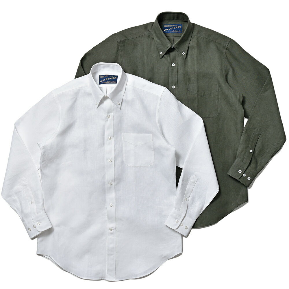 APPLETREES アップルツリーズCASUAL SHIRTS フルウエイト アイリッシュリネン ポプリン ボタンダウンカラー シャツ