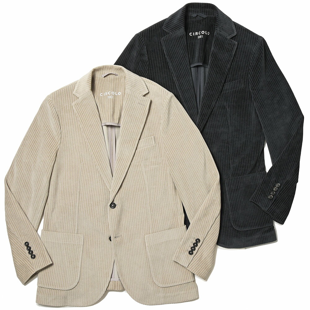 CIRCOLO 1901 チルコロ1901コットン ポリエステル ソフトコーデュロイ ジャージー セットアップ対応 シングル2Bジャケット