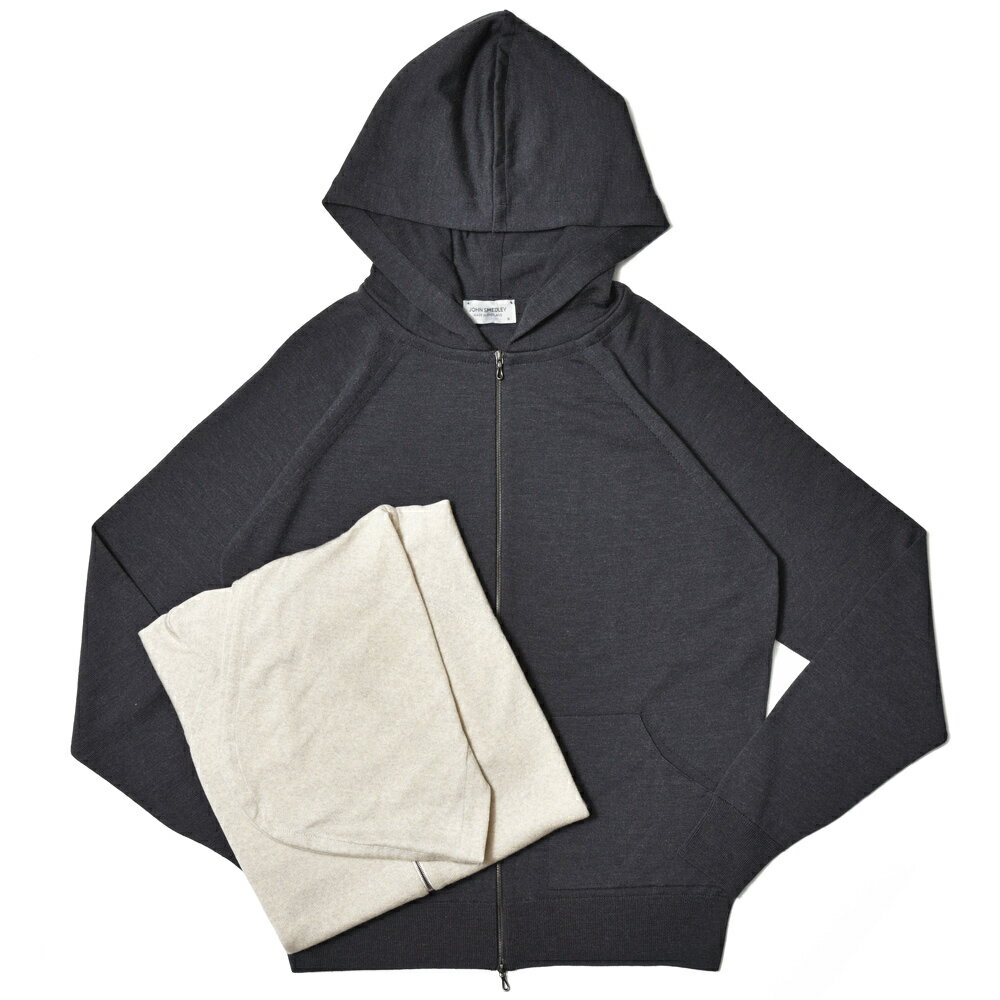JOHN SMEDLEY ジョンスメドレーCARTY エクストラファインメリノウール 30ゲージ セットアップ対応 ジップアップ ニットパーカー EASY FI...