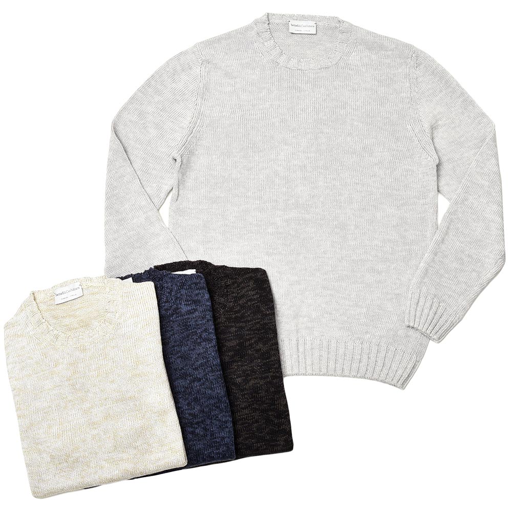 Settefili Cashmere セッテフィーリ カシミアリネン コットン メランジ クルーネック ニット