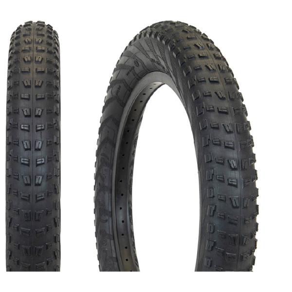 オフロードにも対応する、グリップ力に優れたトレッドパターンを採用したファットバイク用タイヤ。■商品情報 ・オフロードにも対応する、グリップ力に優れたトレッドパターンを採用したファットバイク用タイヤ。 ・スチール ビード ・最高空気圧： 30PSI ・サイズ：20" x 4.00" (100-406) ・重量：1,050g ※タイヤは1本での販売です。 ※商品画像はイメージです。 メーカー側の仕様変更等により掲載内容と一部異なる場合がございます。 ご注文の際はメーカーホームページ等をご確認頂けます様お願い申し上げます。 ※弊社から発送させて頂く商品は現行商品となります。 お使いのパソコンやスマートフォンなどの様々なモニターの種類等により画像のお色が実物と若干異なって見える場合がございます。 あらかじめご理解頂けますよう、お願い致します。
