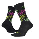DeFeet ディフィート サイクリングソックス WI 6インチ PIXEL BIKE CHARCOAL/NEON Sサイズ