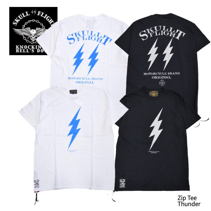 【SKULL FLIGHT/スカルフライト】Tシャツ/ZIP TEE:Thunder ★REALDEALSKULL FLIGHT/スカルフライト/CALIFORNIA LINE/カリフォルニアライン/ハーレー/バイカー/アメカジ