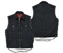 【SKULL FLIGHT スカルフライト】ベスト/HARD PIQUE CLUB ZIP VEST FULL COLLAR SFV19-001BK ★REALDEALCALIFORNIA LINE/カリフォルニアライン/ハーレー/バイカー/バイク/アメカジ/ホットロッド/ハードコア/ライディング