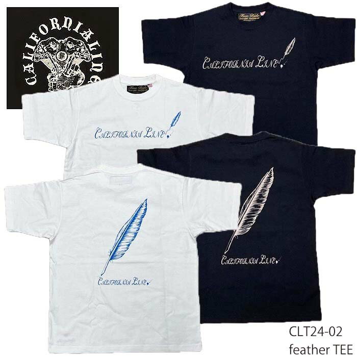 【CALIFORNIA LINE/カリフォルニアライン】Tシャツ/”フェザー”/CLT24-02★REALDEALSKULL FLIGHT/スカルフライト/CALIFORNIA LINE/カリフォルニアライン/ハーレー/バイカー/アメカジ/半袖/Tシャツ/トップス