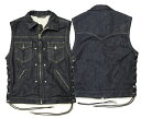 【SKULL FLIGHT スカルフライト】ベスト/DENIM CLUB ZIP VEST FULL COLLAR SFV19-001DE ★REAL DEALSKULL FLIGHT/スカルフライト/CALIFORNIA LINE/カリフォルニアライン/ハーレー/バイカー/スカルフライト ベスト