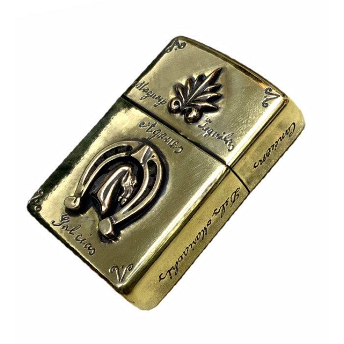 【galcia/ガルシア】ジッポ/22ZP-AH001BB : BRASS ZIPPO/AGAVE & HORSESHOE★REAL DEALgalcia/ガルシア/シルバー/ブラス/アクセサリ/カスタム/ホットロッド/メキシカン/ハーレー/バイカー