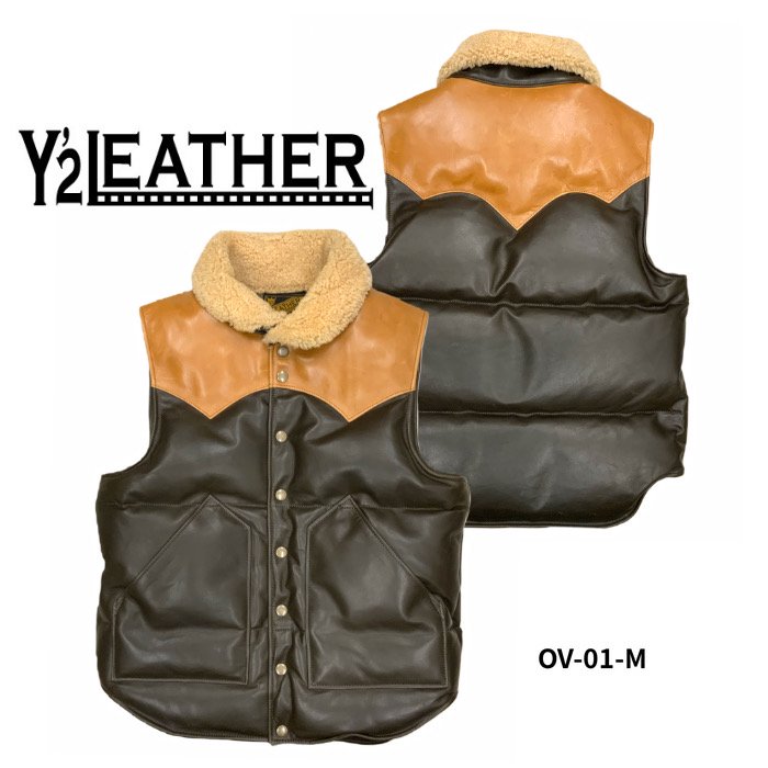 【Y 039 2 LEATHER/ワイツーレザー】ベスト/OIL SOFT HORSE MOUTON DOWN VEST OIL SOFT HORSE MOUTON DOWN VEST OV-01-MY 039 2 LEATHER/ワイツーレザー/Y2/ワイツー/ハーレー/バイカー/アメカジ