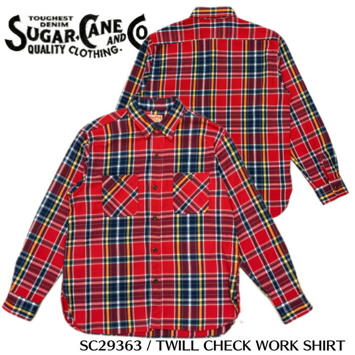 【SUGAR CANE/シュガーケーン】長袖シャツ/ SC29363 / TWILL CHECK WORK SHIRT