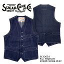 ySUGAR CANE/VK[P[z SC12654/ 9oz. WABASH STRIPE WORK VESTREAL DEAL/xXg/YxXg