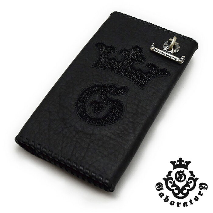 【Gaboratory/ガボラトリー・ガボール】ウォレット/116-B:BUFFALO SKIN w/STINGRAY WALLET BLAKC002(G&CROWN)(G&CROWN スナップボタン)★REALDEAL