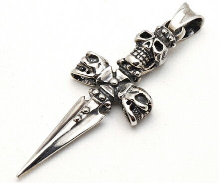 トラヴィスワーカー 【Travis Walker トラヴィスワーカー】ペンダント/PDS070 "TRIPPLE SKULL DAGGER PENDANT" ！REAL DEAL