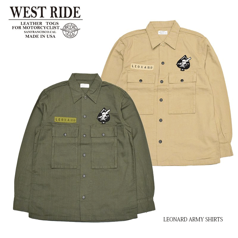 【WEST RIDE/ウエストライド】シャツ/LEONARD ARMY SHIRTS：MB2104 ★REALDEALWESTRIDE/ウエストライド/新潟/MADE IN NIIGATA/ハーレー/バイカー/アメカジ/モーターサイクル/レーシングダウン