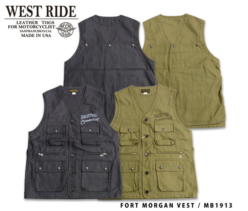 【WEST RIDE/ウエストライド】 ベスト / FORT MORGAN VEST★REAL DEALWESTRIDE/ウエストライド/新潟/MADE IN NIIGATA/ハーレー/バイカー/アメカジ/モーターサイクル/レーシングダウン