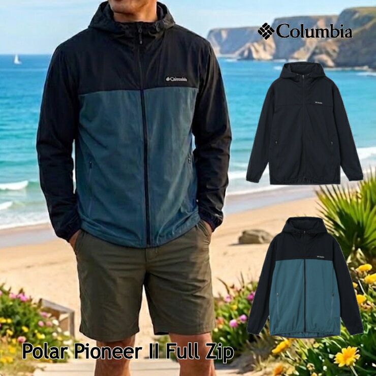 【スーパーセール限定10％OFF】 メンズ ジャケット コロンビア Columbia PG0772 Polar Pioneer II Full Zip 接触冷感 吸湿速乾 UVカット UPF40 フルジップ フーディ 伸縮 ストレッチ キャンプ 釣り Columbia 正規品 2026春夏新作 22226ss 0406p