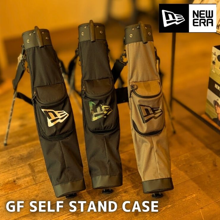GF SELF STAND CASE WORDMARK LOGO セルフスタンドケース ワードマークロゴ 品番:14518205/14518206/14747163 ■少ない本数（4,5本）を容易に持ち運ぶことが可能なセルフスタンドケース。 ・47インチクラブ対応 1.2kg ・ショルダーストラップの両側に配備したアジャスターにより、ショルダーパットの位置調整が可能。 ・フロントのポケットにフラッグロゴをプリント。下部をメッシュ仕様にすることで、ボールについた砂や泥がポケットにたまりにくい仕様。 ・ゴルフクラブを容易に取り出せるよう、開口部はセパレート仕様。 ・キャディーバッグの開口部やカートに引っかけることのできるハンドルを装備。 ++++++++++ 【素材】ポリエステル/400D *商品画像内、製品以外の小物は付属しません。 *掲載の価格・デザイン・仕様について、予告なく変更することがあります。あらかじめご了承ください。 *複数店舗で在庫を共有しているため、タイミングによっては完売となっている場合もございます。ご了承ください。 *ブラウザやお使いのモニター環境により、掲載画像と実際の商品の色味が若干異なる場合があります。 メーカー希望小売価格はメーカー商品タグに基づいて掲載しています