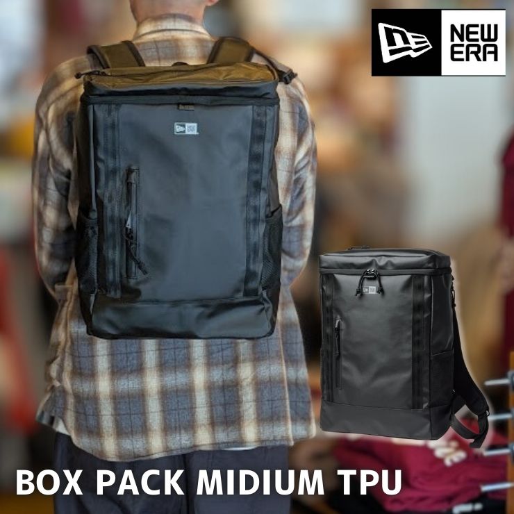 ニューエラ新作リュック2026春夏新作 ニューエラ リュック 25L BOX PACK MEDIUM ボックスパック ミディアム 14750935 シンセティックレザー TPU ブラック リフレクター NEW ERA 正規品 通勤通学 進級 入学祝い ギフト [726126ss]