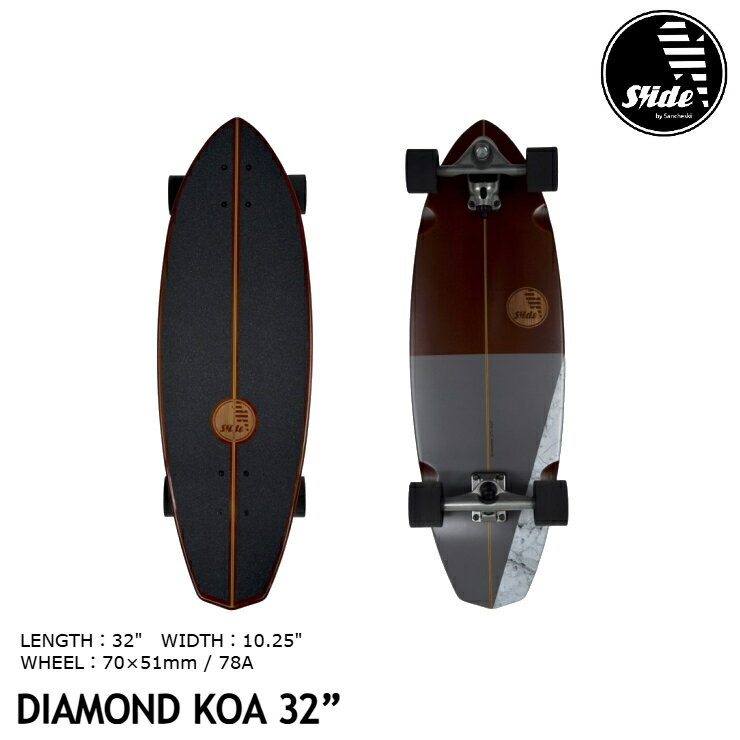 SLIDE SURFSKATEBOARDS (スライド) DIAMOND KOA 32インチ コンプリート サーフスケート スケボー サー..