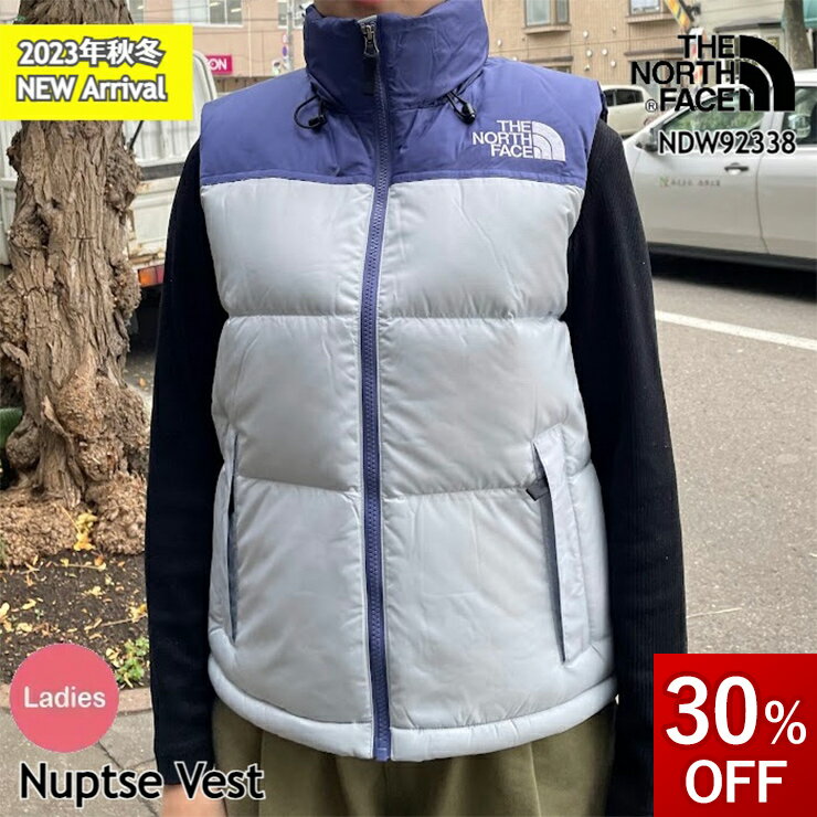 【スーパーSALE限定 30％OFF】ザ・ノースフェイス レディース ダウンベスト NDW92338 Nuptse Vest (CD)ケイブブルー×ダスティペリウィンクル The North Face [11123fw]