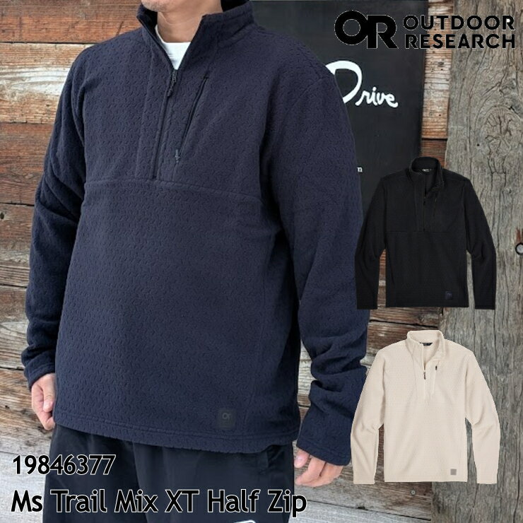 [Outdoor Research|アウトドアリサーチ] トレイル ミックス XT フリース ハーフジップ （メンズ） Men's Trail Mix XT Fleece Half Zip 商品型番：19846377 ■トレイル ミックス XT フリース ハーフジップは、トレイルランや登攀、冷えた朝の行動に最適なインナー。 bluesign認証のリサイクルポリエステル100％で軽量・通気性・ストレッチ性を備え、ActiveTemp加工で体温に応じて保温・放熱を自動調整。速乾性に優れ、ジッパー付き胸ポケットで小物を収納可能。UPF50+で日差しからも守ります。 軽快な動きと適度な保温を両立し、集中した行動をサポートする一着です。 ++++++++++ ■素材：リサイクルポリエステル 100% ■原産国：ベトナム ■サイズ：胸囲/ウェスト/ヒップ/袖丈(cm) L:109/91/107/84cm XL:117/99/117/86cm ＊メーカー公開の数値です。あくまでも目安としてお考え下さい。 ＊モデル着用：XLサイズ（身長183cm) ------------------------ *商品画像内、製品以外の小物は付属しません。 *掲載の価格・デザイン・仕様について、予告なく変更することがあります。あらかじめご了承ください。 *複数店舗で在庫を共有しているため、タイミングによっては完売となっている場合もございます。ご了承ください。 *ブラウザやお使いのモニター環境により、掲載画像と実際の商品の色味が若干異なる場合があります。 メーカー希望小売価格はメーカー商品タグに基づいて掲載しています Outdoor Research, アウトドアリサーチ, トレイルミックスXT, Trail Mix XT, フリース, ハーフジップ, プルオーバー, メンズ, 登山, トレッキング, ハイキング, ミッドレイヤー, 通気, 保温, 速乾, アウトドア