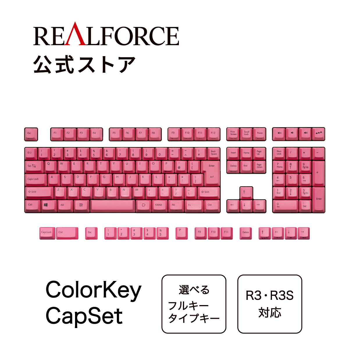 【公式】 REALFORCE カラーキーキャップセット フルキー(129キー) タイプキー(54キー) R3 R3S キーボード 対応 日本語配列 かな無し 昇華印刷 リアルフォース 東プレ