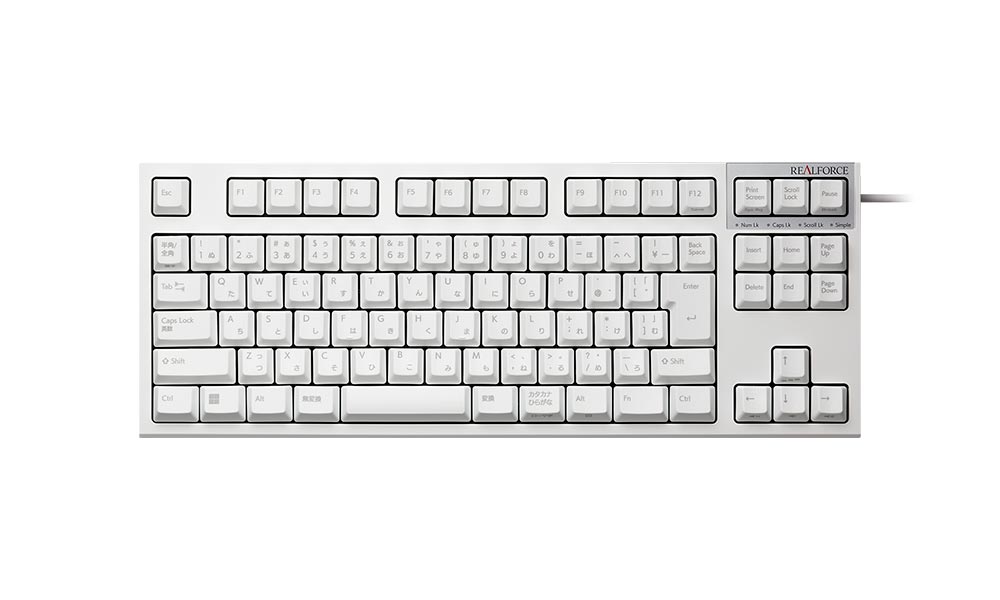 REALFORCE/R3S/キーボード/R3SC21/東プレ/有線モデル/テンキーレスキーボード/静音/USB/スーパーホワイト/日本語配列