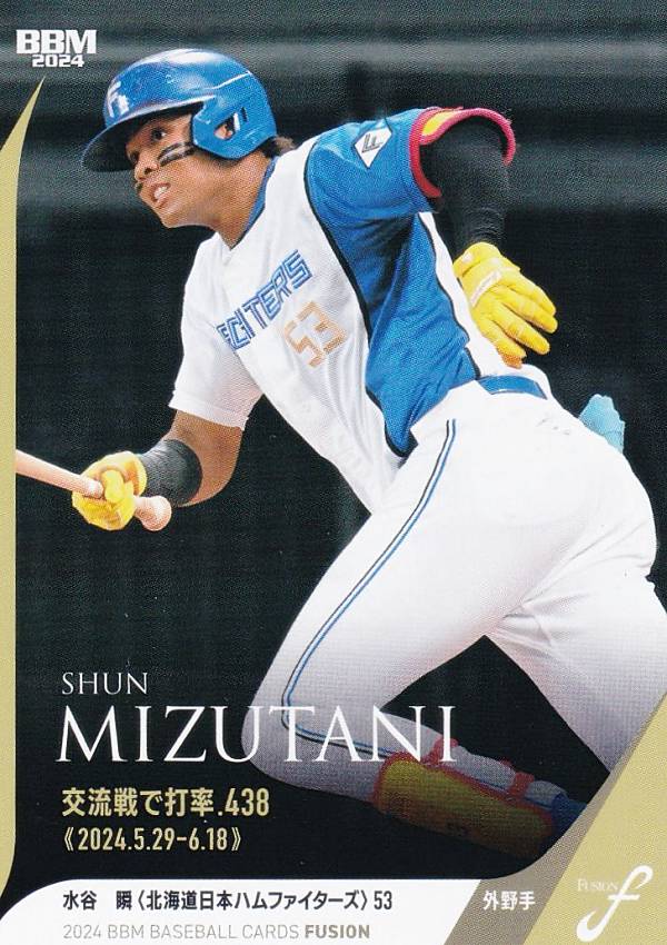 BBM ベースボールカード 46 水谷瞬 北海道日本ハムファイターズ (レギュラーカード/記録の殿堂) 2024 FUSION
