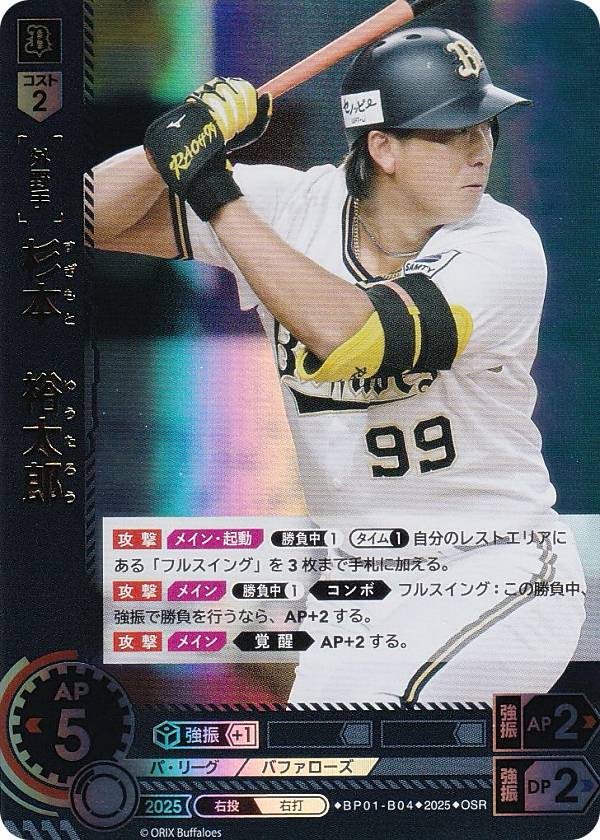 【パラレル】ドリームオーダー BP01-B04 杉本　裕太郎 オリックス・バファローズ (OSR オリジナルスーパーレア) プロ野球カードゲーム 12球団ブースター HEROES of 2025の商品画像