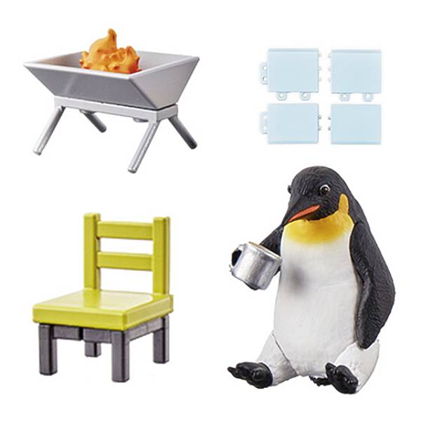 【ペンギン・焚火・テントパーツ・イス（茶）1個付き】 どうぶつキャンプ06