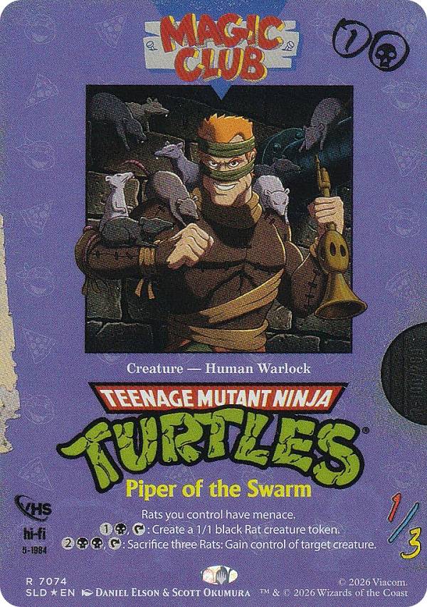 【FOIL/ボーダーレス版】マジックザギャザリング SLD EN 7074 群れの笛吹き男 (英語版 レア) Secret Lair x Teenage Mutant Ninja Turtles: VHS Villains (MTG)