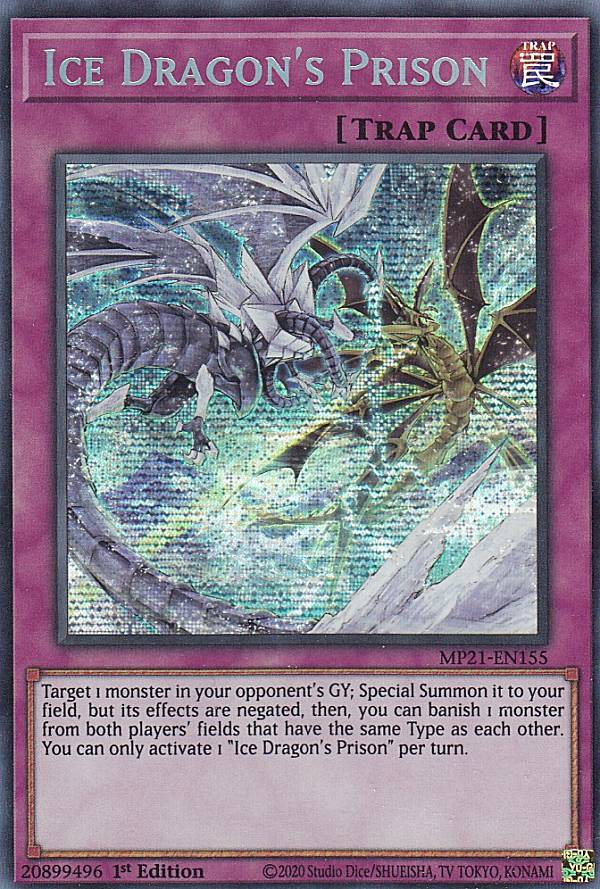 遊戯王 MP21-EN155 天龍雪獄 Ice Dragon 039 s Prison (英語版 1st Edition プリズマティックシークレットレア) 2021 Tin of Ancient Battles Mega Pack