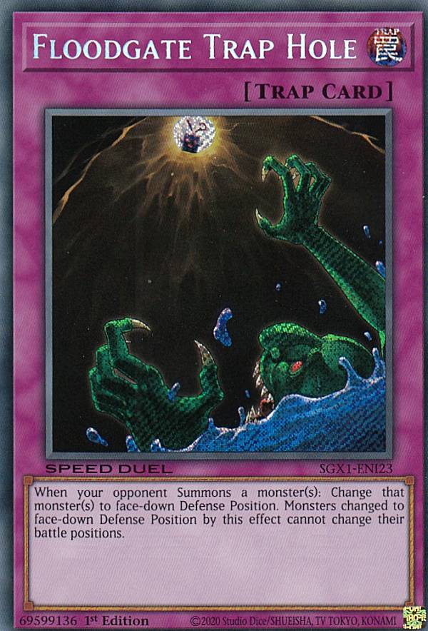 遊戯王 SGX1-ENI23 底なし落とし穴 Floodgate Trap Hole (英語版 1st Edition シークレットレア) Speed Duel GX:Duel Academy Box