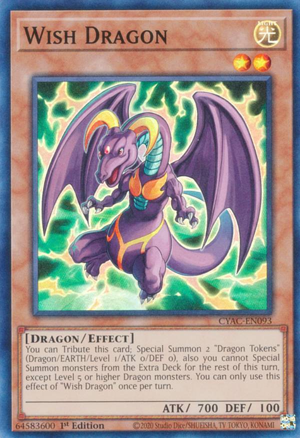 遊戯王 CYAC-EN093 ウィッシュ・ドラゴン Wish Dragon (英語版 1st Edition スーパーレア) Cyberstorm Access