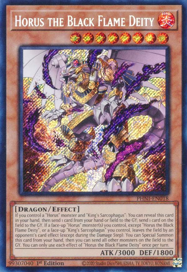 遊戯王 PHNI-EN018 ホルスの黒炎神 Horus the Black Flame Deity (英語版 1st Edition シークレットレア) PHANTOM NIGHTMARE