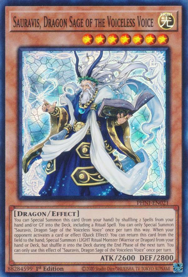 遊戯王 PHNI-EN021 粛声の竜賢聖サウラヴィス Sauravis, Dragon Sage of the Voiceless Voice (英語版 1st Edition スーパーレア) PHANTOM NIGHTMARE