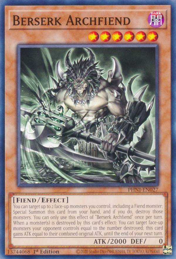 遊戯王 PHNI-EN027 バーサーク・デーモン Berserk Archfiend (英語版 1st Edition ノーマル) PHANTOM NIGHTMARE