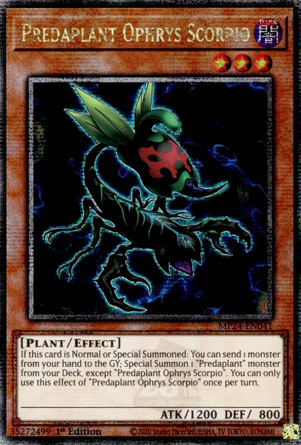 遊戯王 MP24-EN041 捕食植物オフリス・スコーピオ Predaplant Ophrys Scorpio (英語版 1st Edition 25th クォーターセンチュリーシークレットレア) 25th Anniversary Tin:Dueling Mirrors Mega Pack