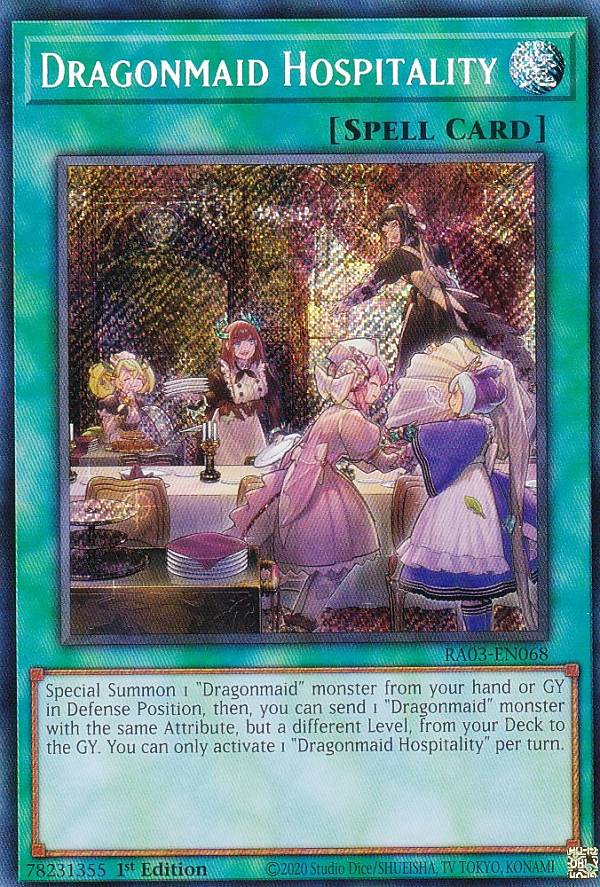 遊戯王 RA03-EN068 Dragonmaid Hospitality ドラゴンメイドのお心づくし (英語版 1st Edition シークレットレア) Quarter Century Bonanza