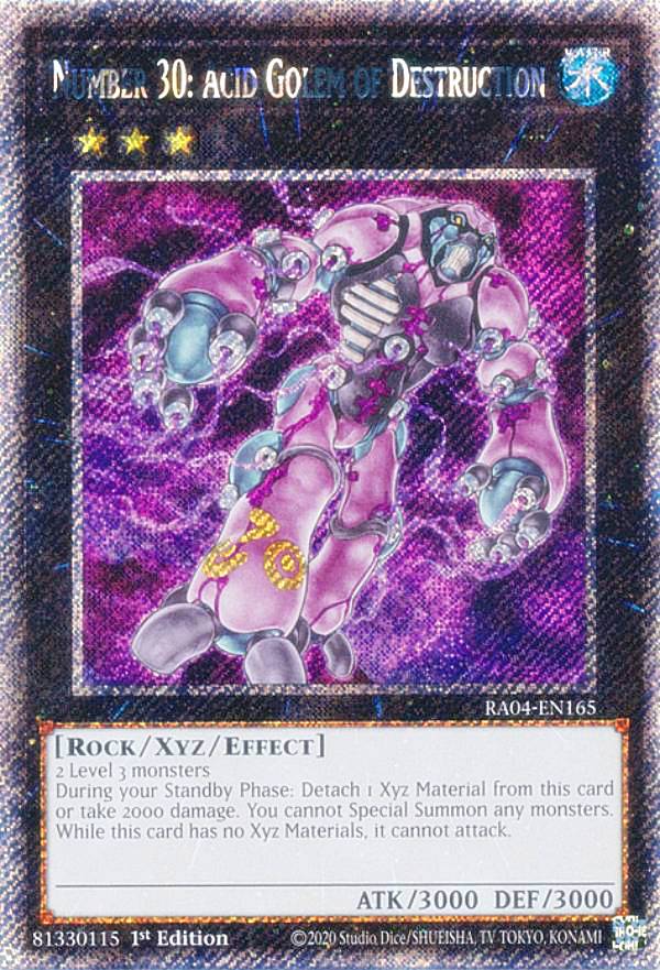 遊戯王 RA04-EN165 No.30 破滅のアシッド・ゴーレム Number 30: Acid Golem of Destruction (英語版 1st Edition プラチナシークレットレア) Quarter Century Stampede